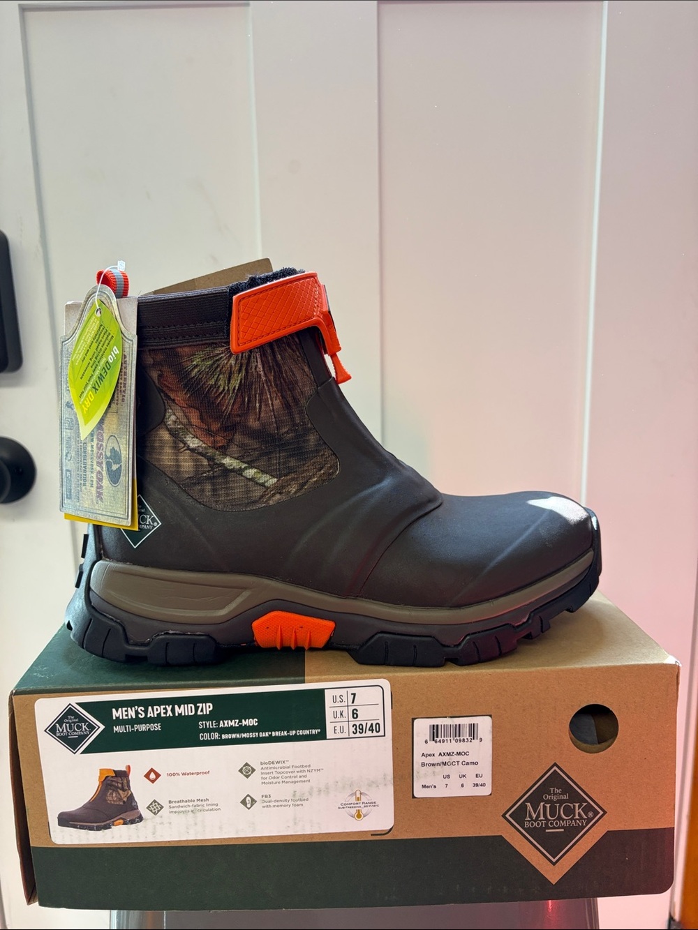 Muck Boot Co. Men’s Apex Mid Zip Ankle Boot Multi Purpose Mossy Oak Size 7 NWT
